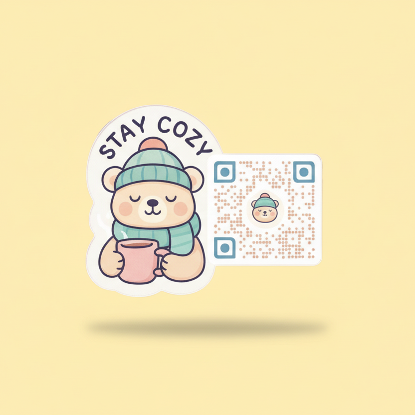 QR  + Logo Sticker